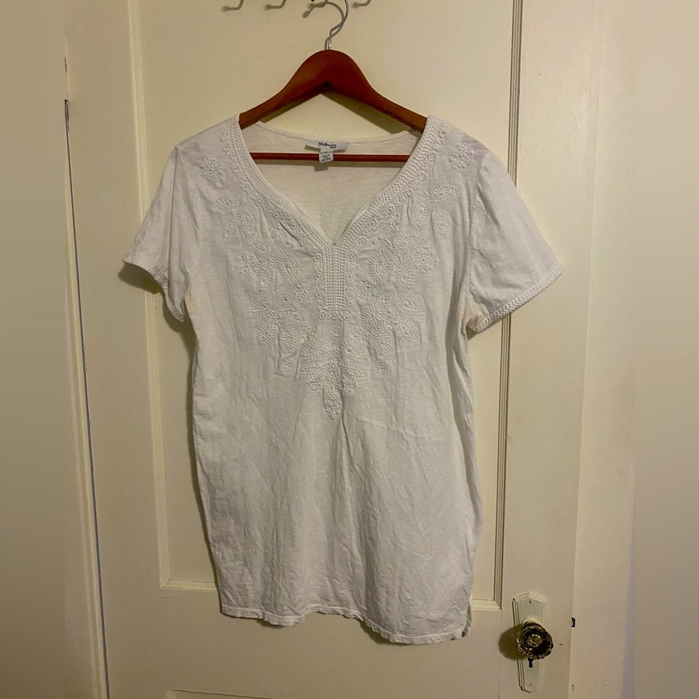 Style & Co embroidered white Shirt